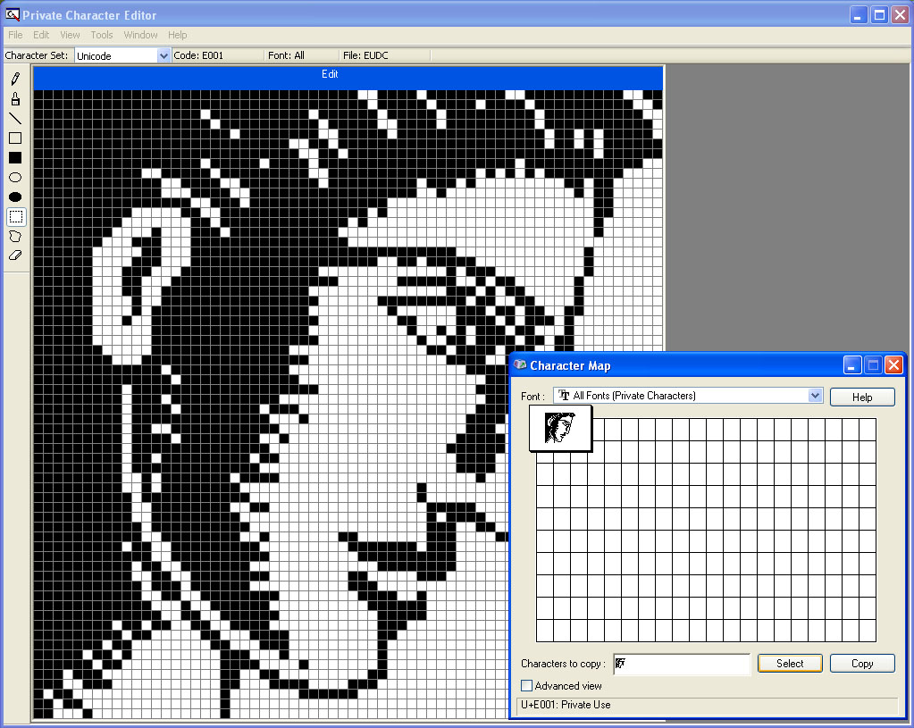 private character editor bitmap image