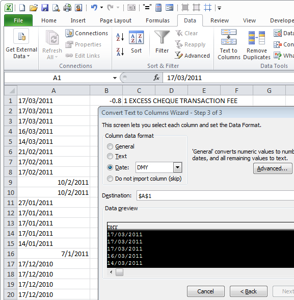 Convert dates stored as text to dates - Excel