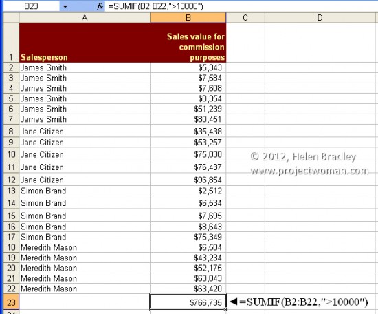 Excel Conditional Sums 7618