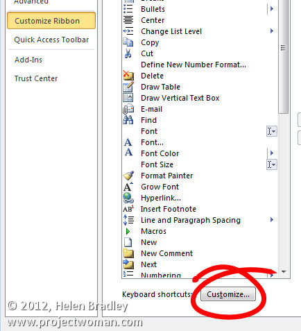 microsoft word keyboard shortcuts for tables