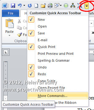 cannot customize quick access toolbar outlook 2010