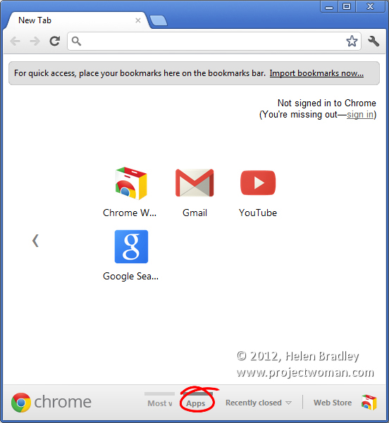 google chrome new tab most visited gone