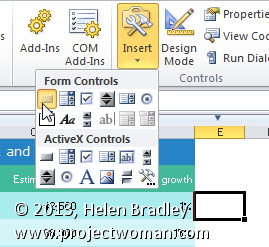 spin button excel 2013