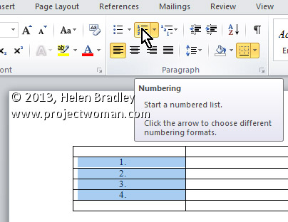Rudely front Deviation Word 2010 and 2013 Tip – AutoNumber Table Rows « projectwoman.com