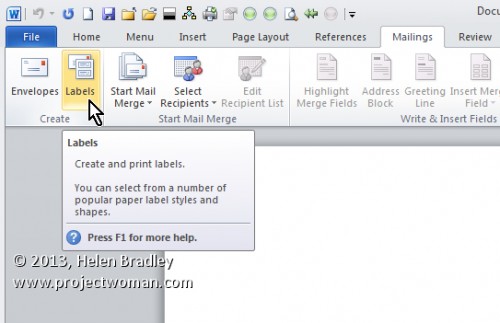 how to make labels in microsoft word 2013