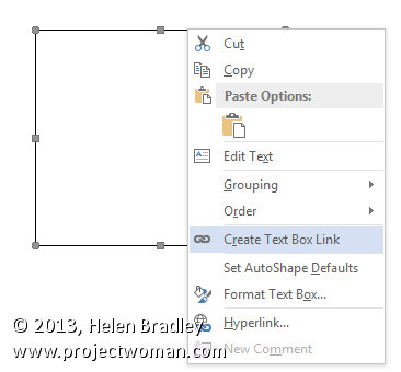 linking text boxes in word