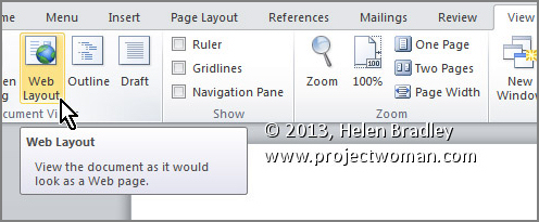 ruler in microsoft word 2010