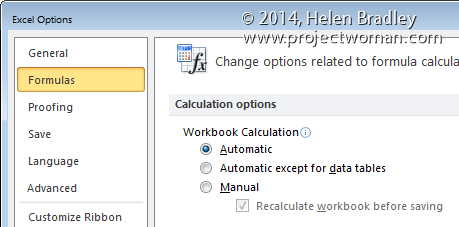 excel recalculate hotkey