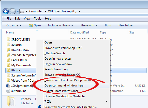 jak można wydrukować katalog folderów w systemie Windows 7